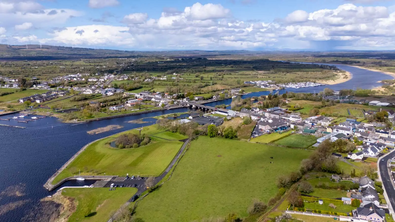 Aerial view of Lanesborough Bridge, Longford, Ireland.